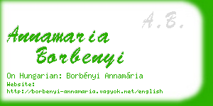annamaria borbenyi business card