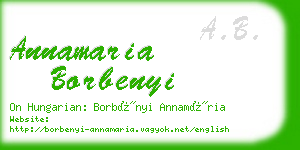 annamaria borbenyi business card